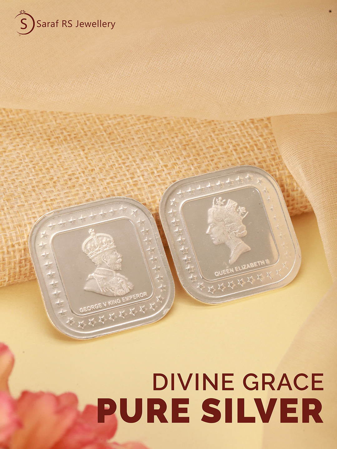 Queen Victoria Emperor George 20 gram 999 square Silver Coin